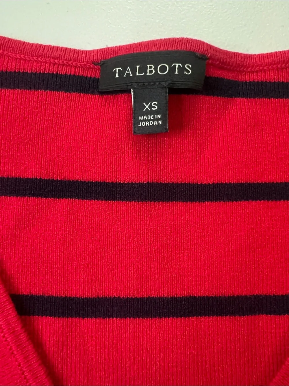 Talbots Chevron Stripe VNeck Sweater Red/Black Size XSmall